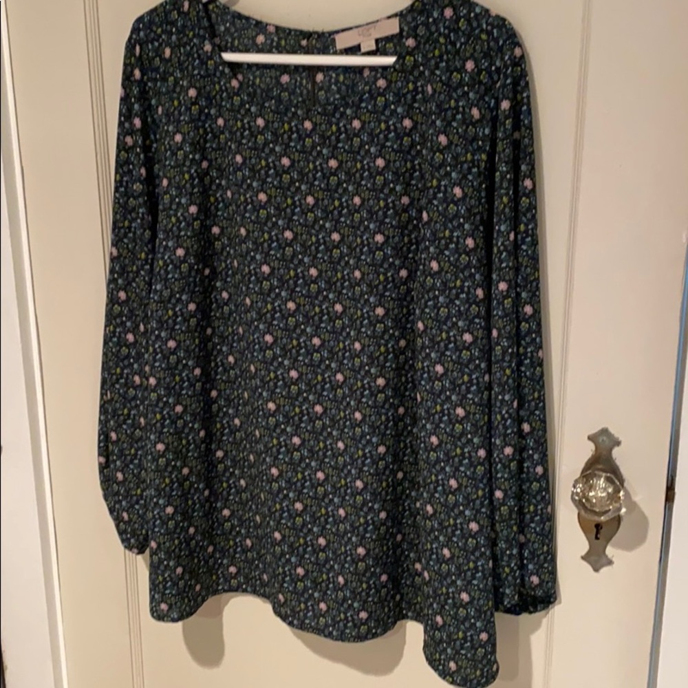 LOFT Plus size 18 green floral blouse